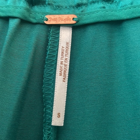NWT Free people Satin Emerald green wide leg pant Sz S - Picture 4 of 4